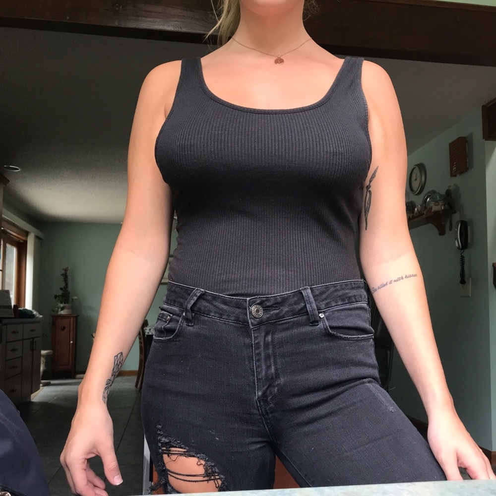 Scoop back black bodysuit FLASH SALE